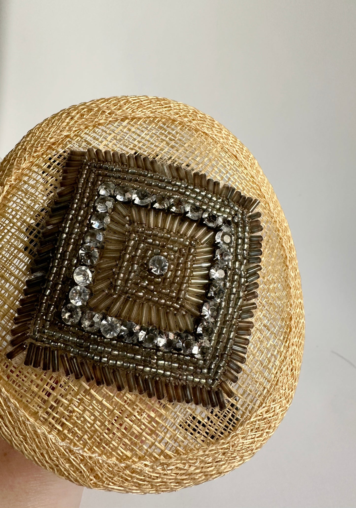 Vintage Cream Fascinator Headband With Beads and Rhinestones