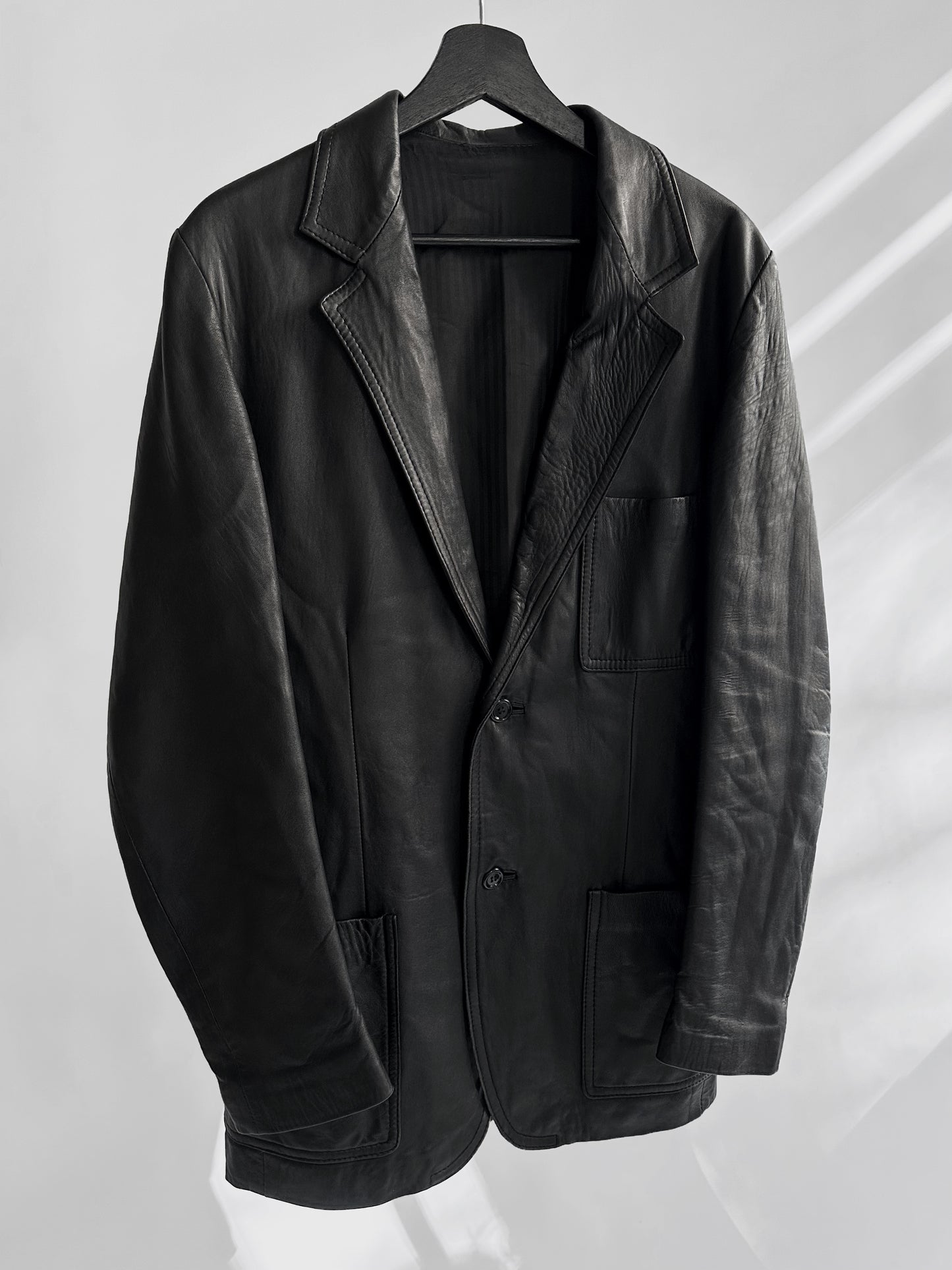 90s Black Soft Leather Blazer