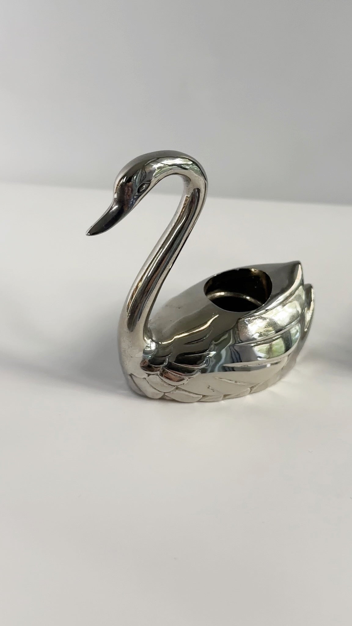 Vintage 1970s Silver Plated Swan Candle Holders – Set of 2