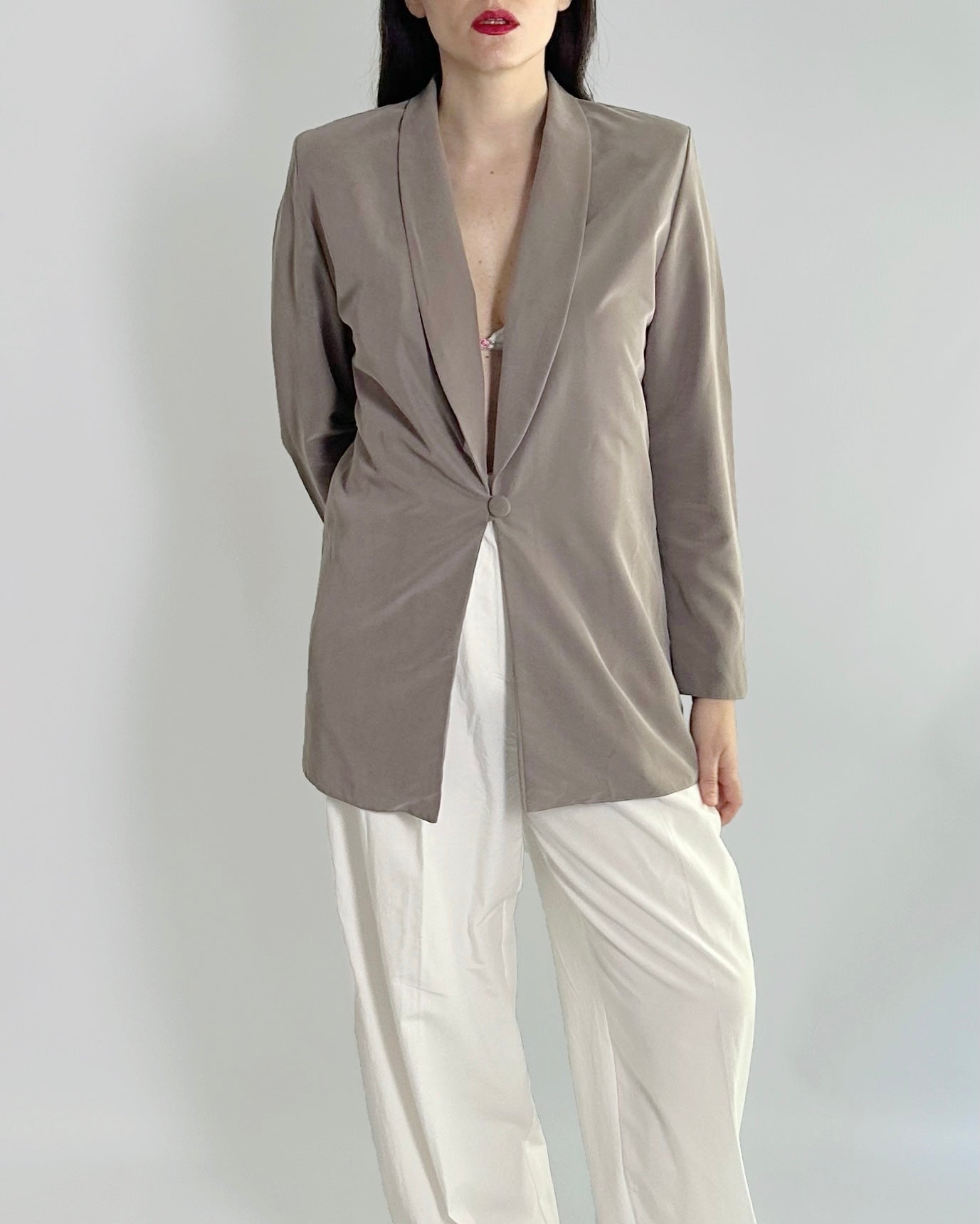90s Taupe Viscose Blazer