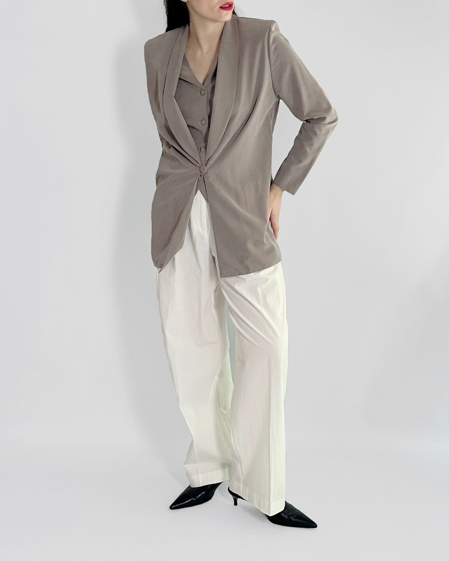 90s Taupe Viscose Blazer
