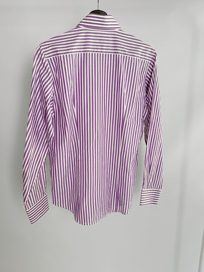 Etro Milano Purple and White Striped Cotton Shirt