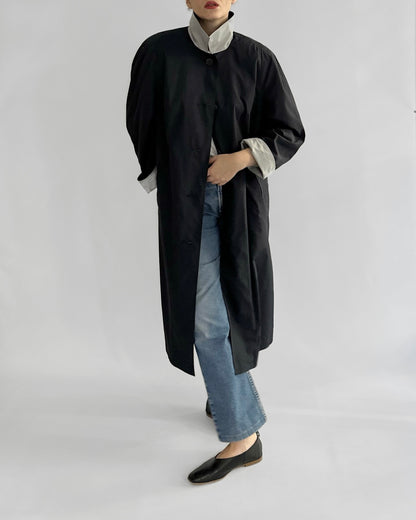 80s Dark Navy Trench Coat