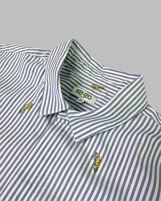 Kenzo Blue Striped Embroidered Shirt