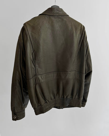 80s Sheepskin Leather Brown Bomber Jacket