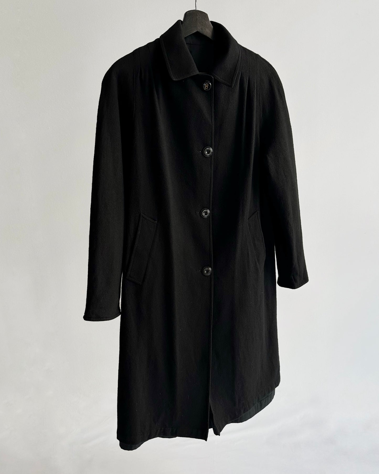 90s Italian Black Trench Coat