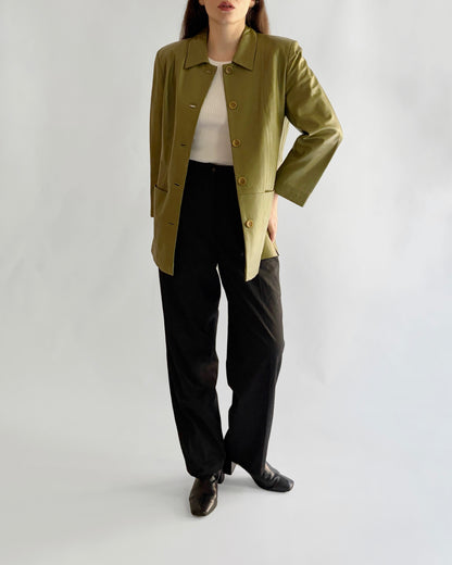 Vintage 1990s Olive Green Nappa Leather Jacket