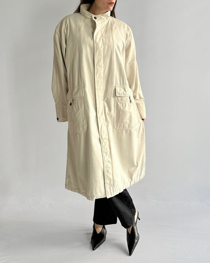80s/90s Cream Cotton Blend Utility Coat