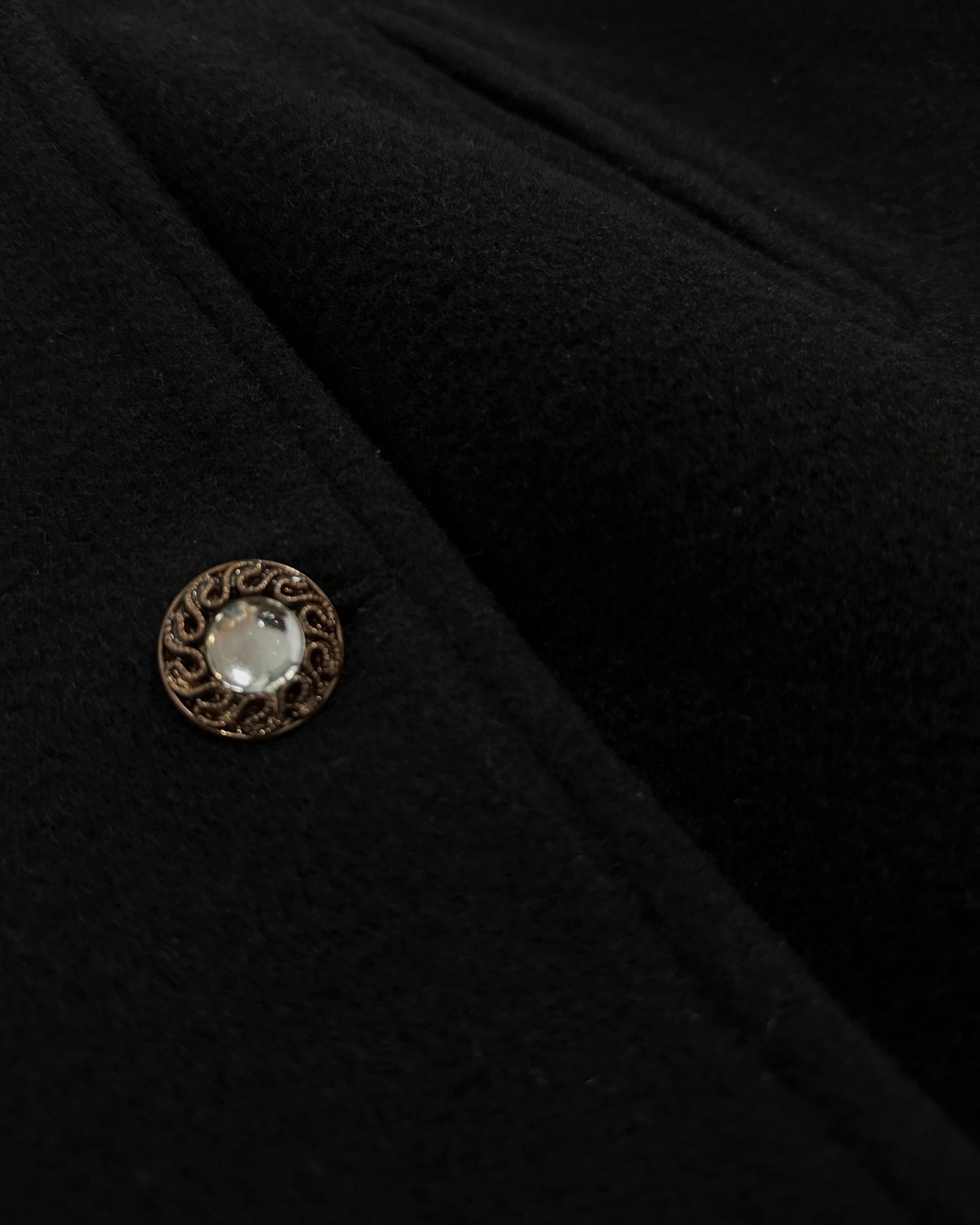 90s Black Coat with Jewel Buttons