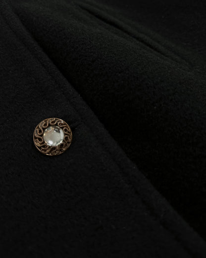 90s Black Coat with Jewel Buttons