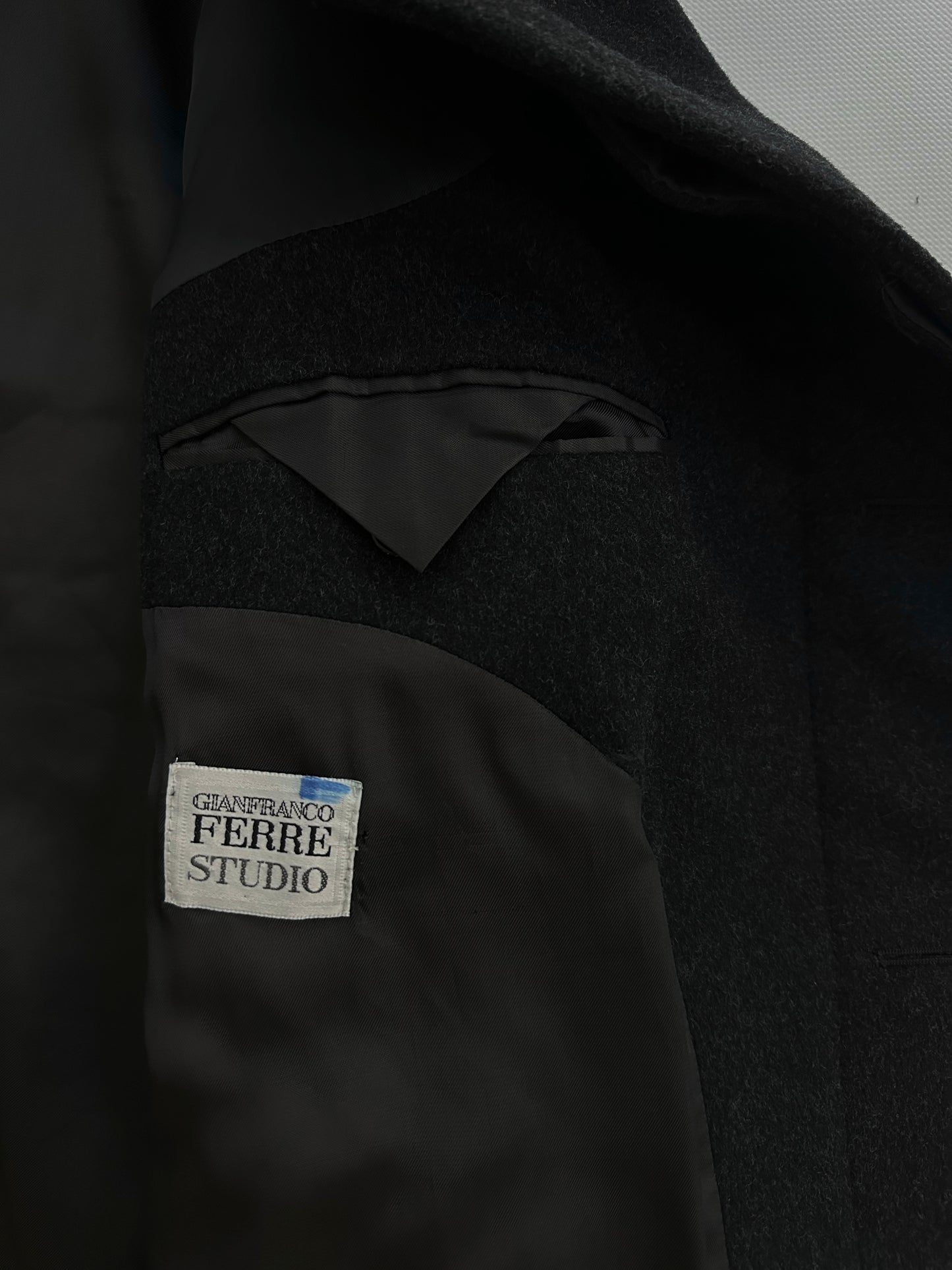 90s Gianfranco Ferré Charcoal Wool and Cashmere Coat