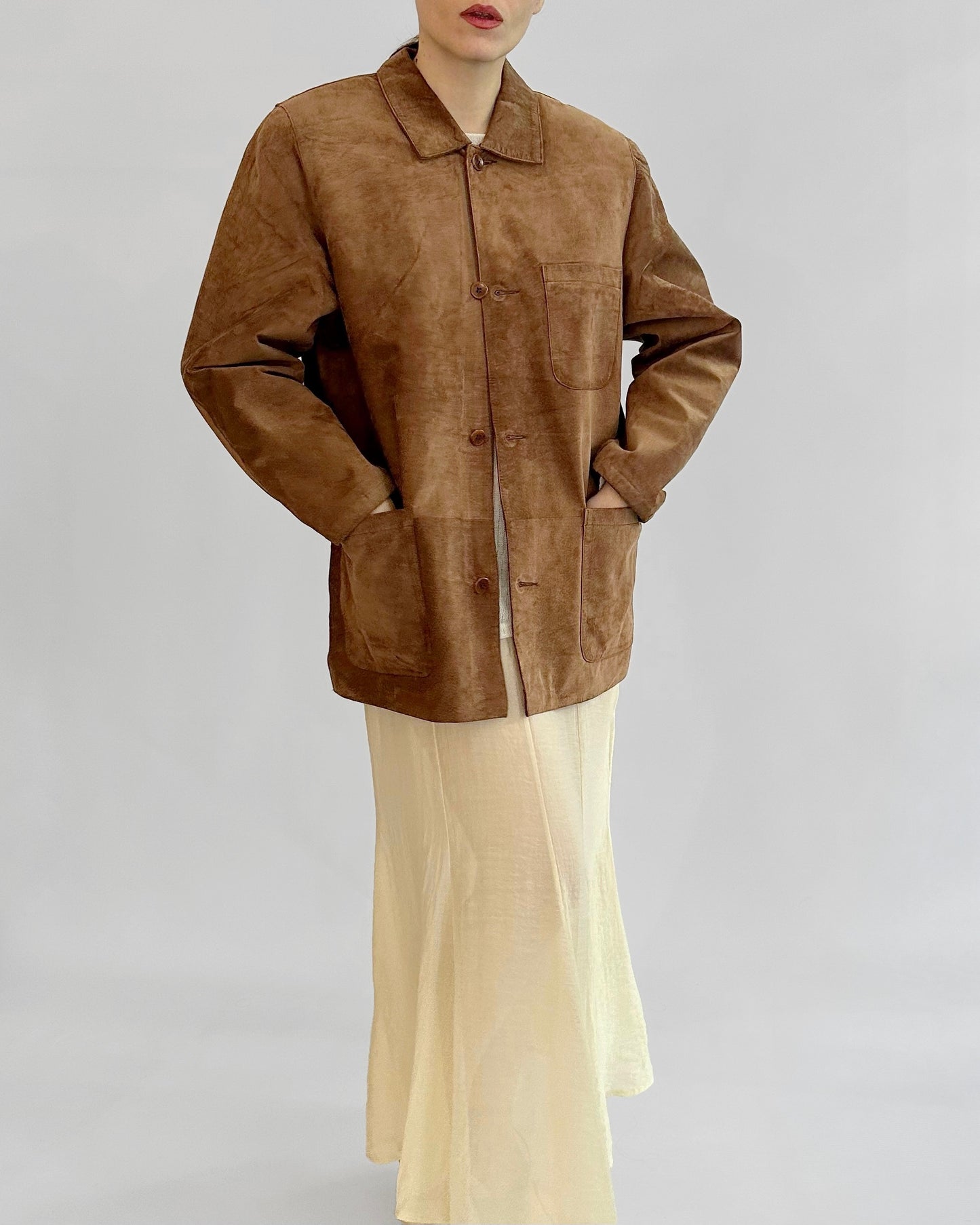 90s Brown Suede Overshirt Jacket – Made in Spain