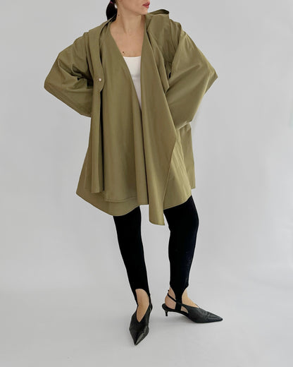 1970s/80s Olive Green Hooded Coat