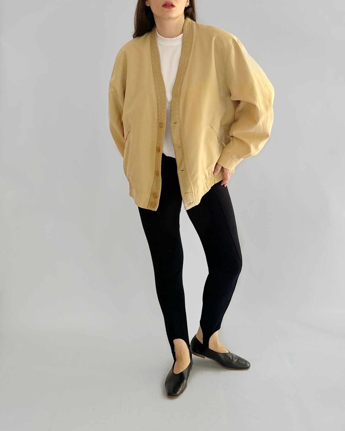 80s Beige Bomber Jacket