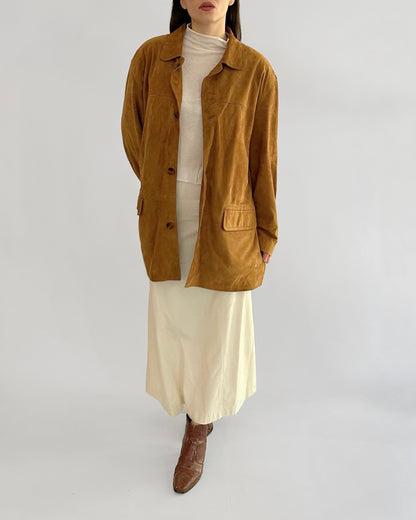 80s Goatskin Caramel Brown Suede Jacket