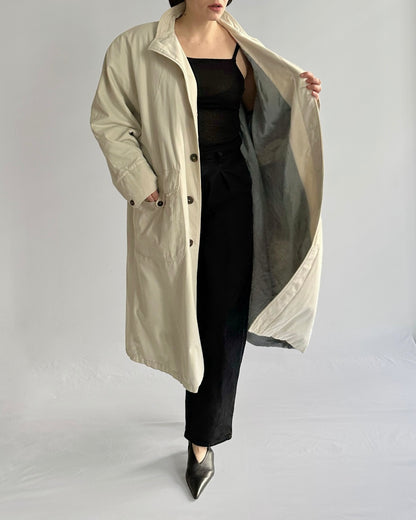 80s/90s Cream Cotton Blend Utility Coat