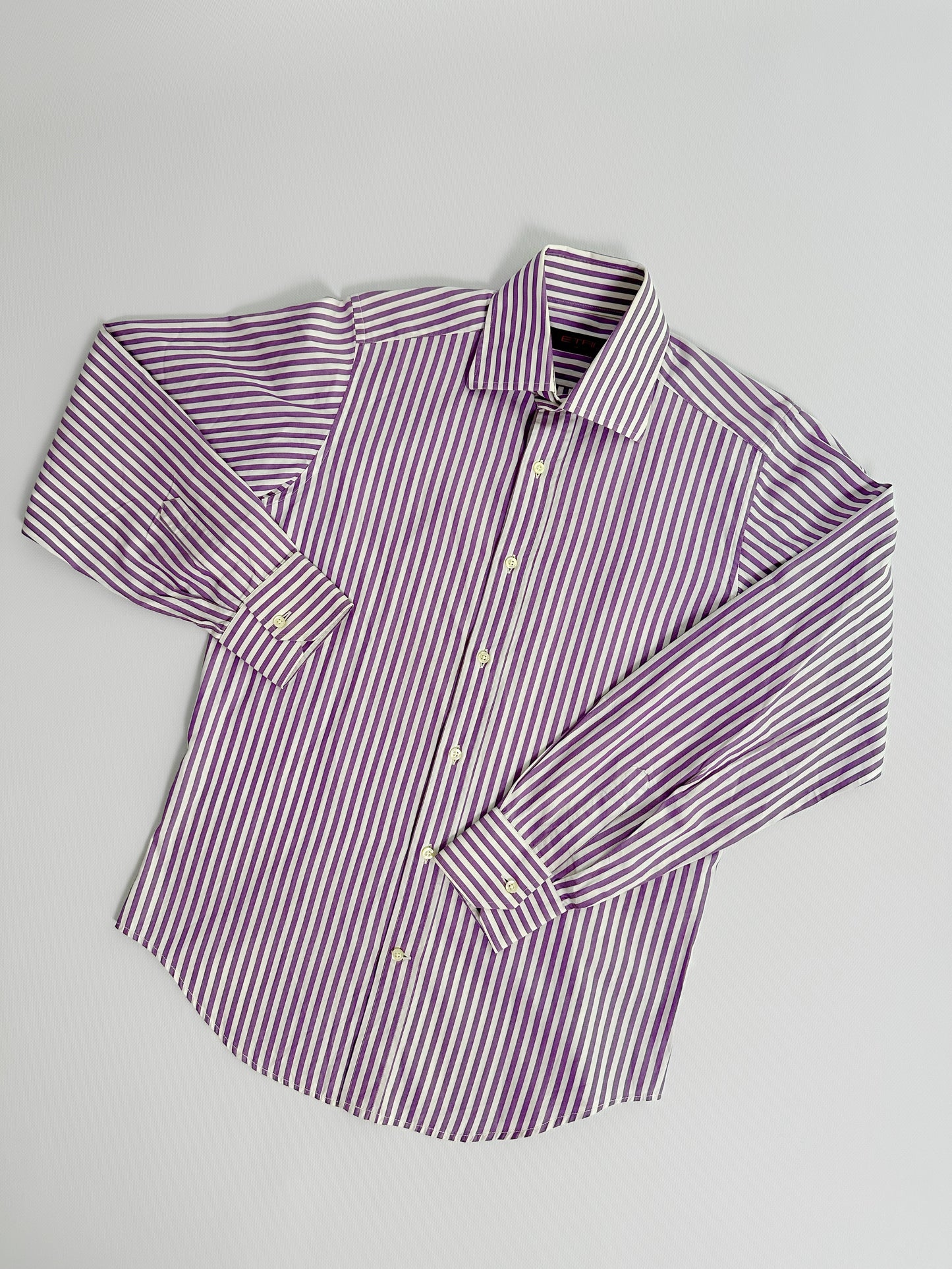 Etro Milano Purple and White Striped Cotton Shirt