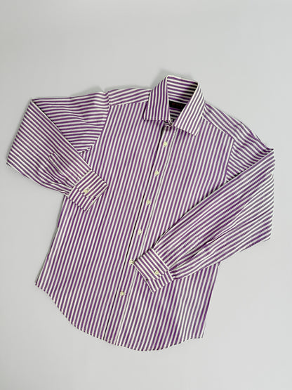 Etro Milano Purple and White Striped Cotton Shirt