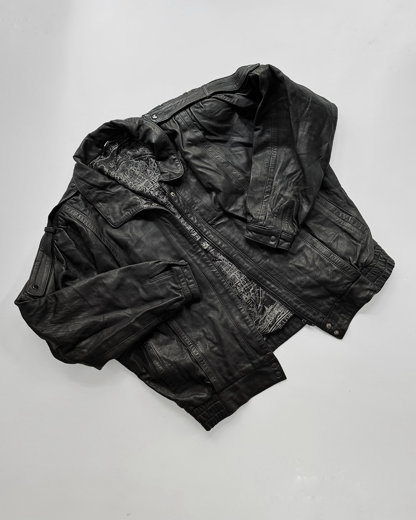 1990s Black Leather Bomber Jacket