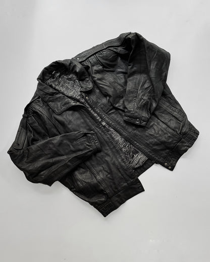 1990s Black Leather Bomber Jacket