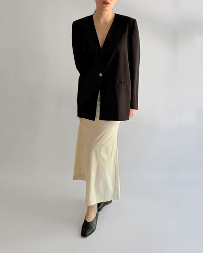 Vintage 1990s Burberry Black Minimal Blazer