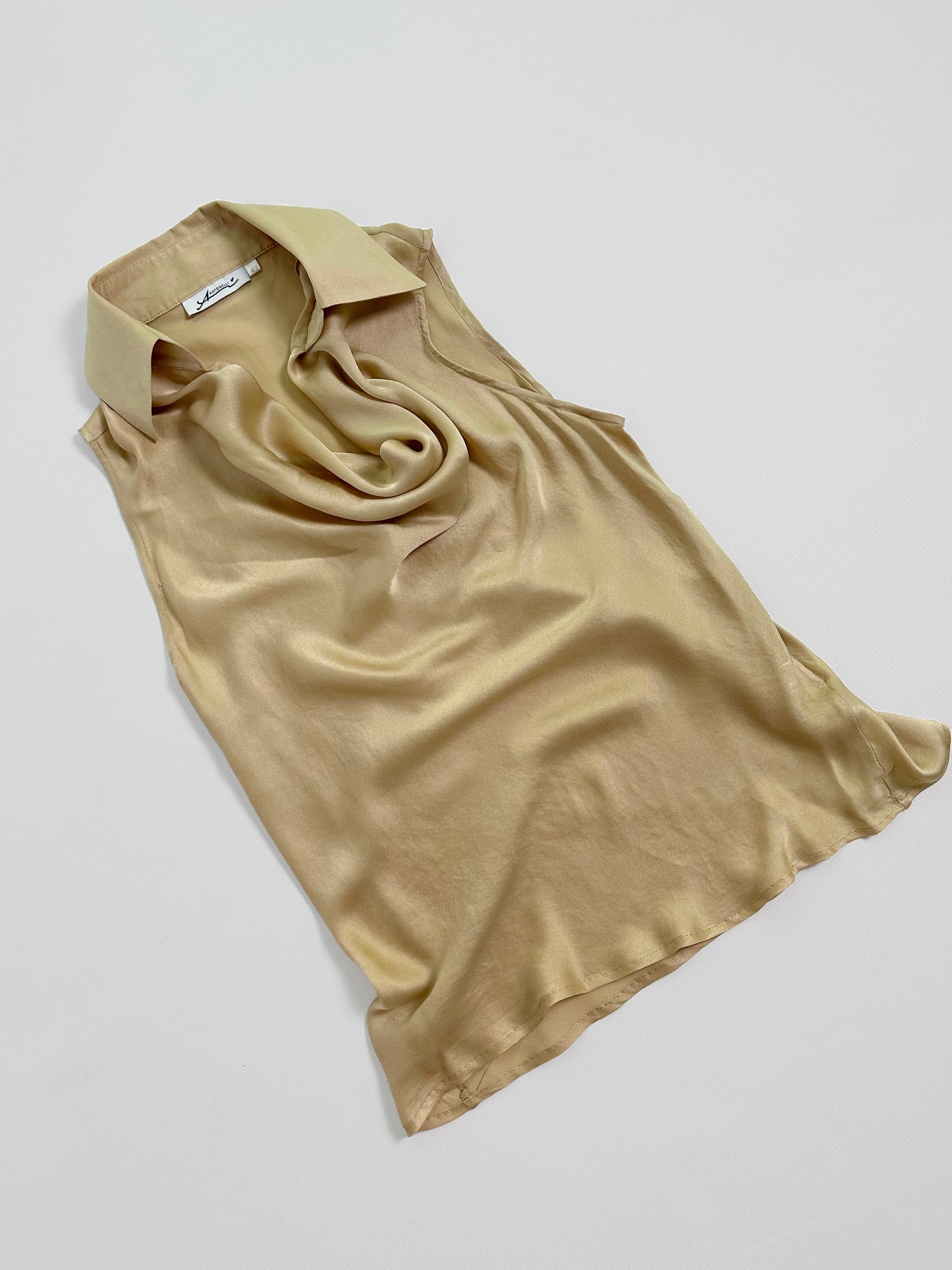 90s Gold Silk Sleeveless Blouse