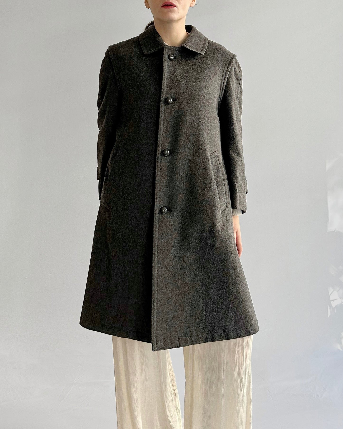 90s Austrian Grey Wool Loden Coat