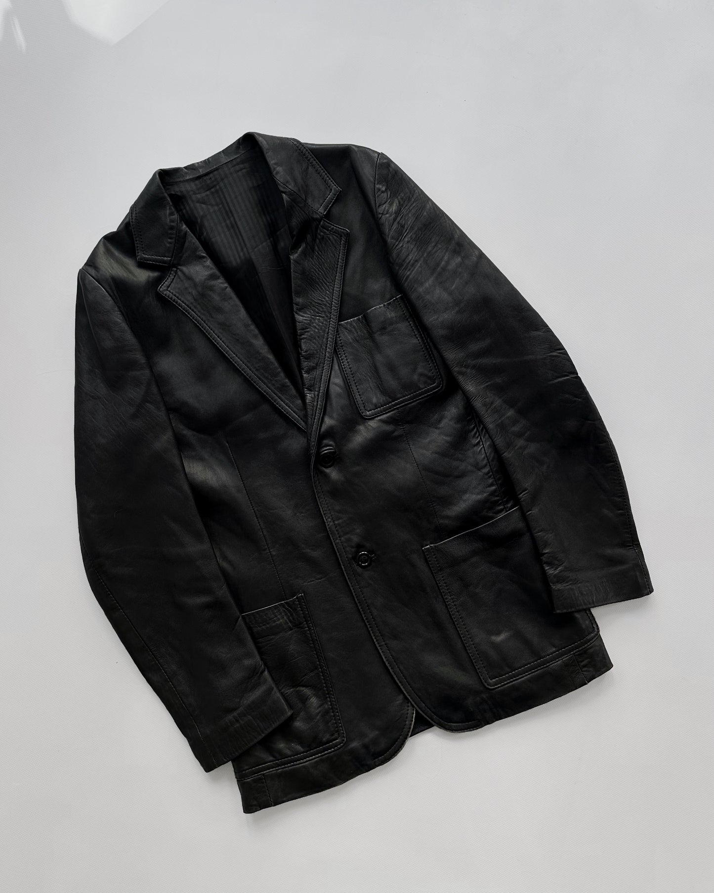 90s Black Soft Leather Blazer