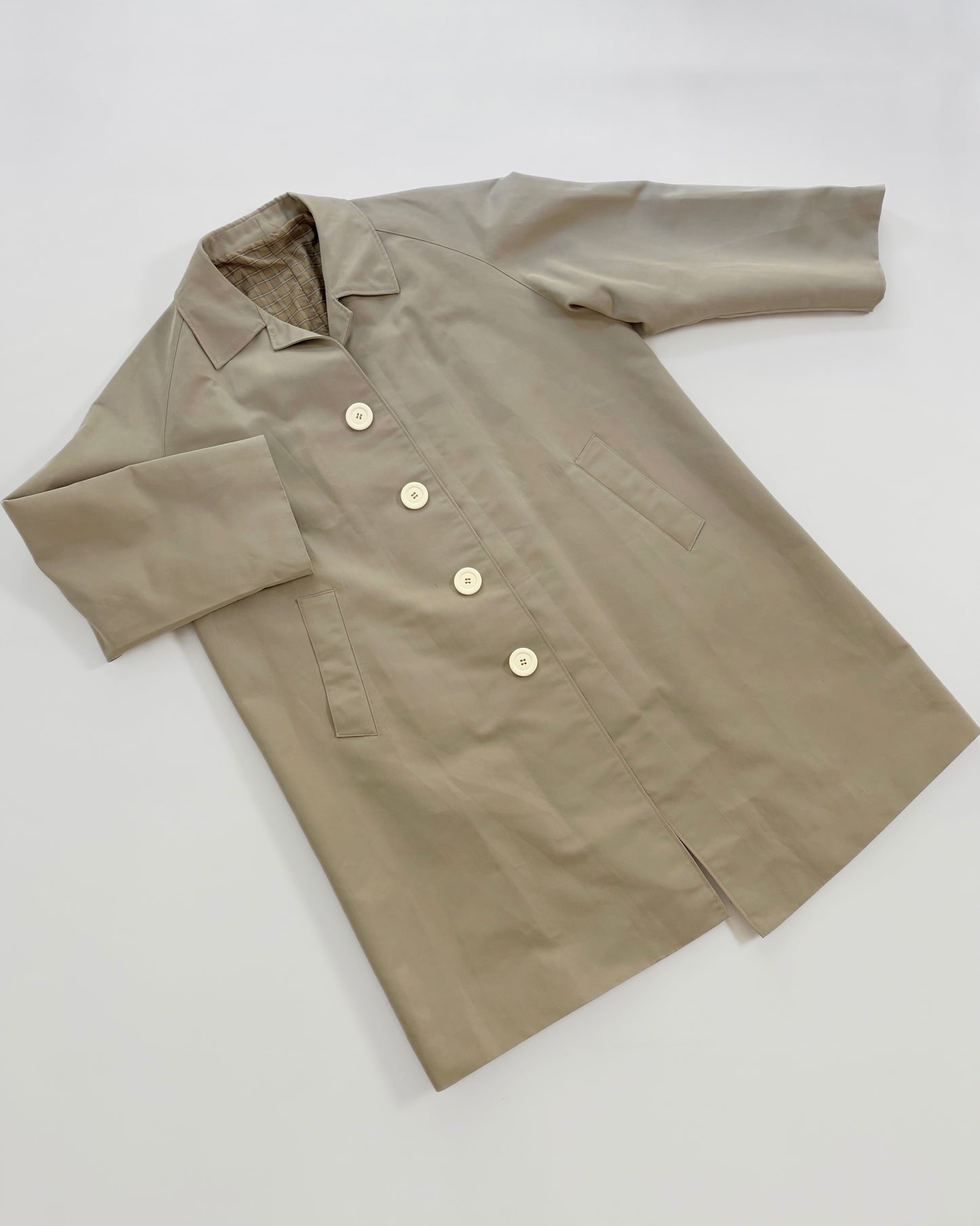 Vintage 1970s Beige Minimal Trench Coat
