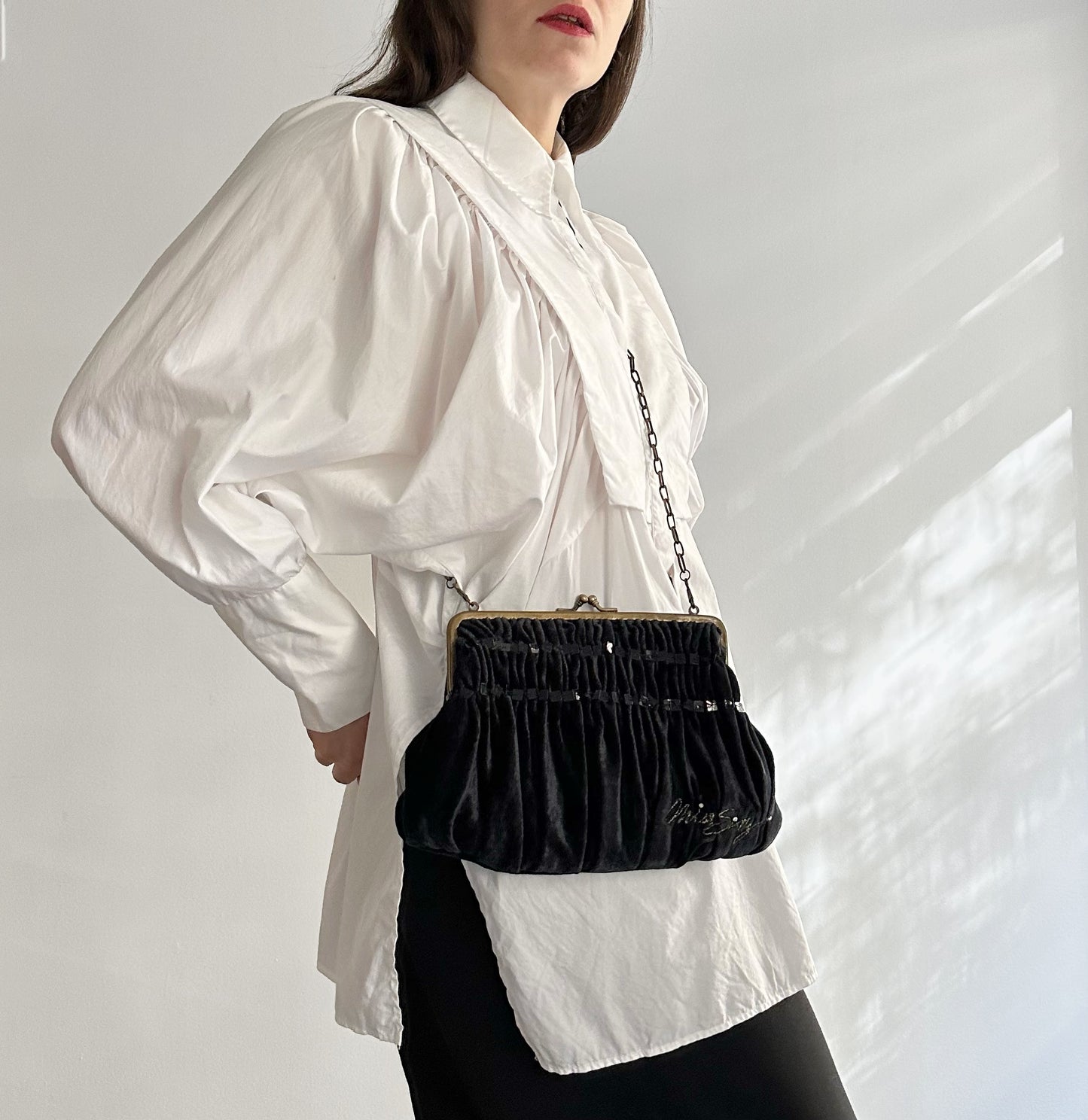 Vintage Y2K MISS SIXTY Black Velvet Evening Bag