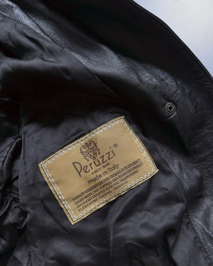 1990s Italian Black Leather Hooded Jacket