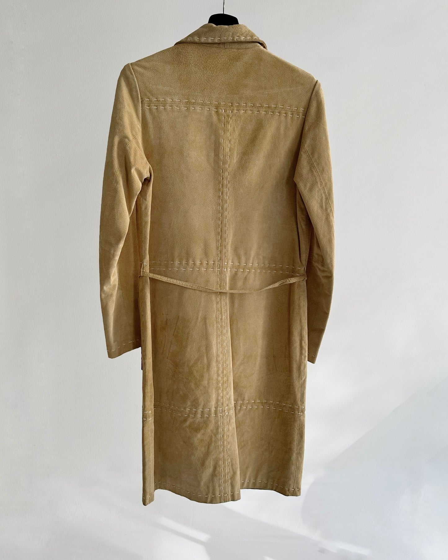 90s Suede Beige Leather Coat