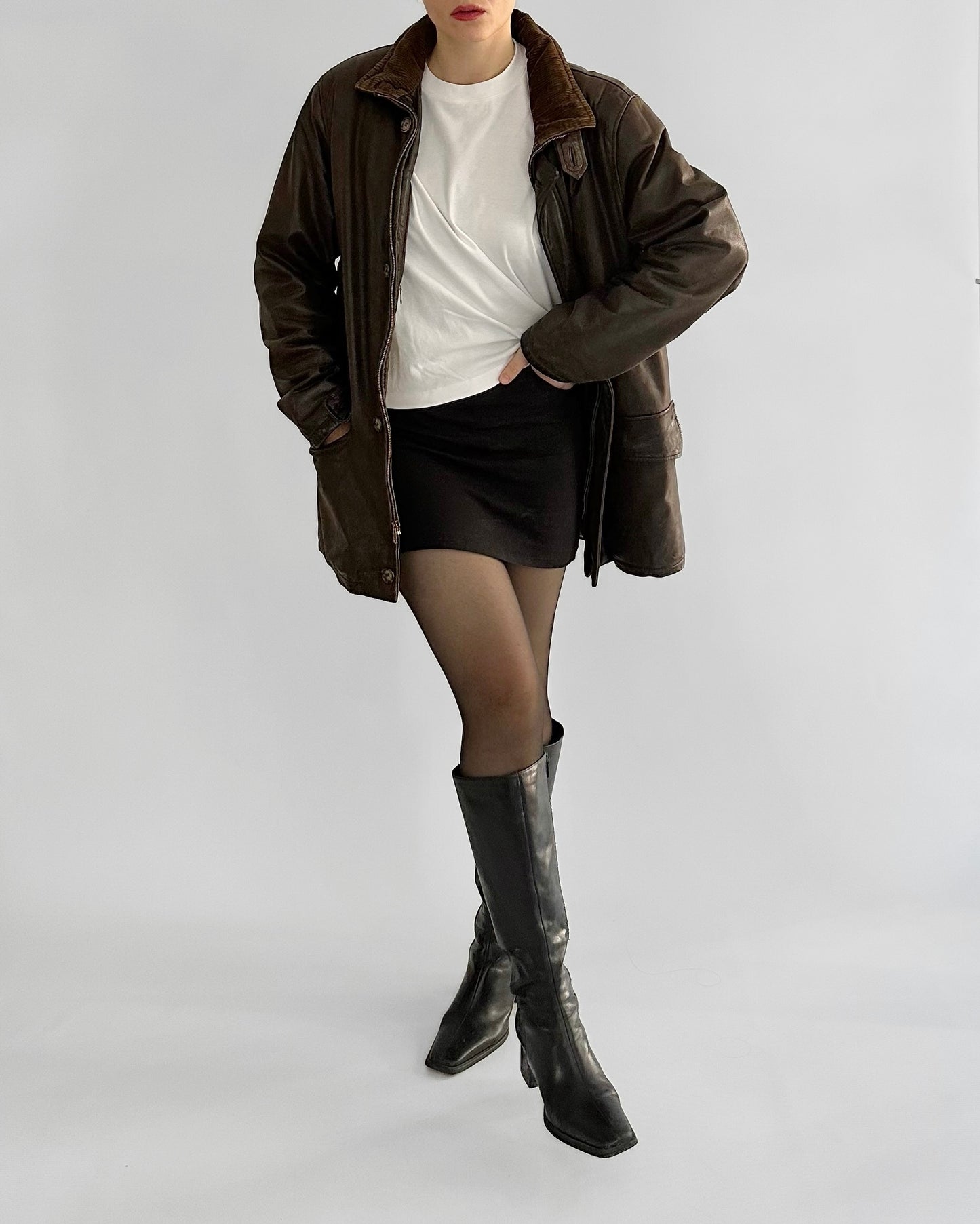 80s Brown Leather Barn Jacket