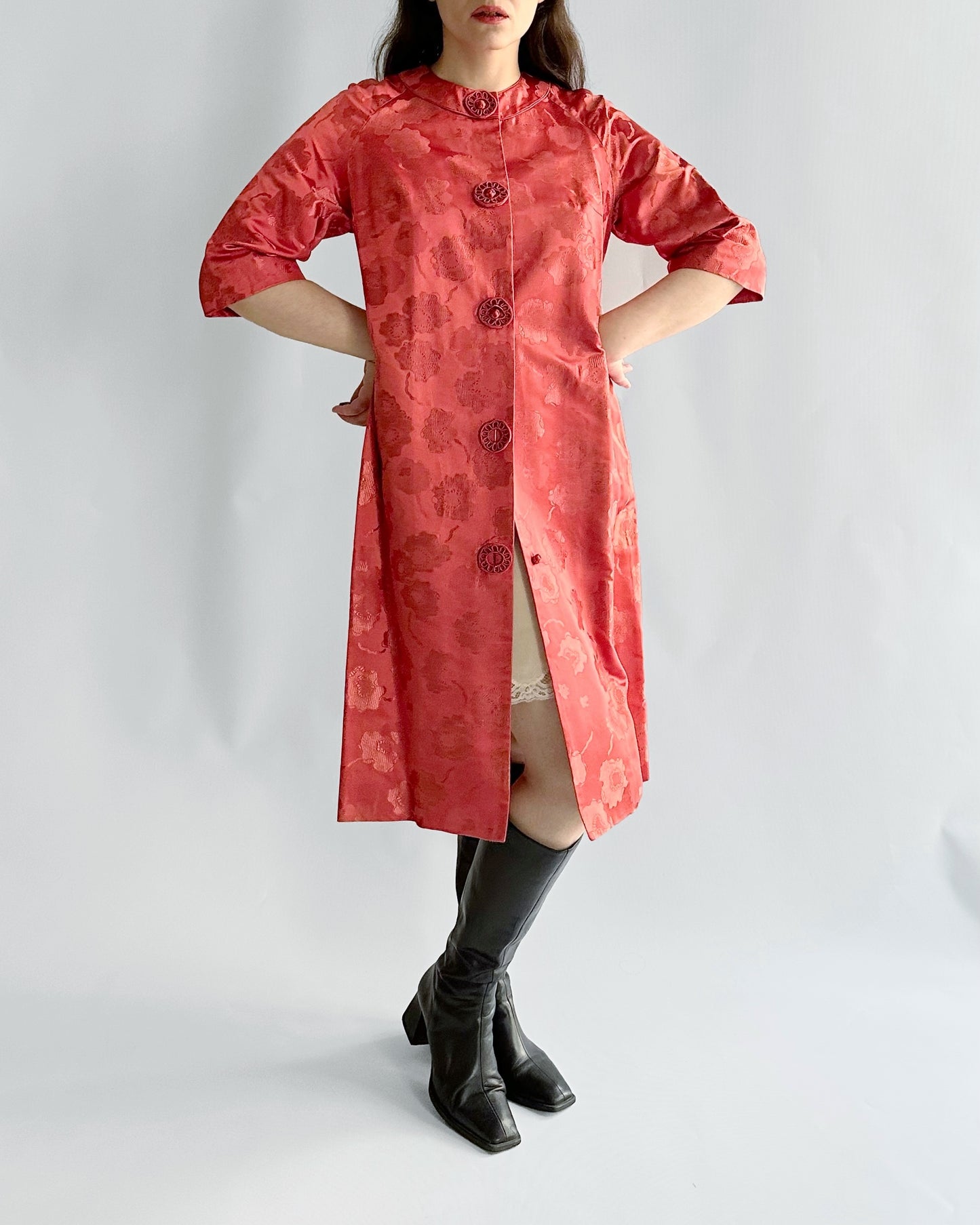 1960s Royal Lynne Silk Brocade Dress Coat