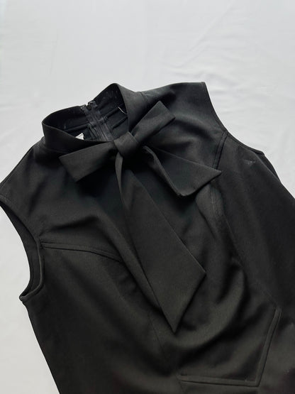 80s Sleeveless A-Line Bow Dress