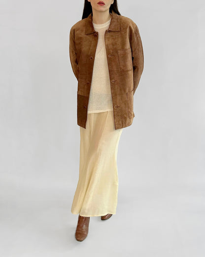 90s Brown Suede Overshirt Jacket – Made in Spain