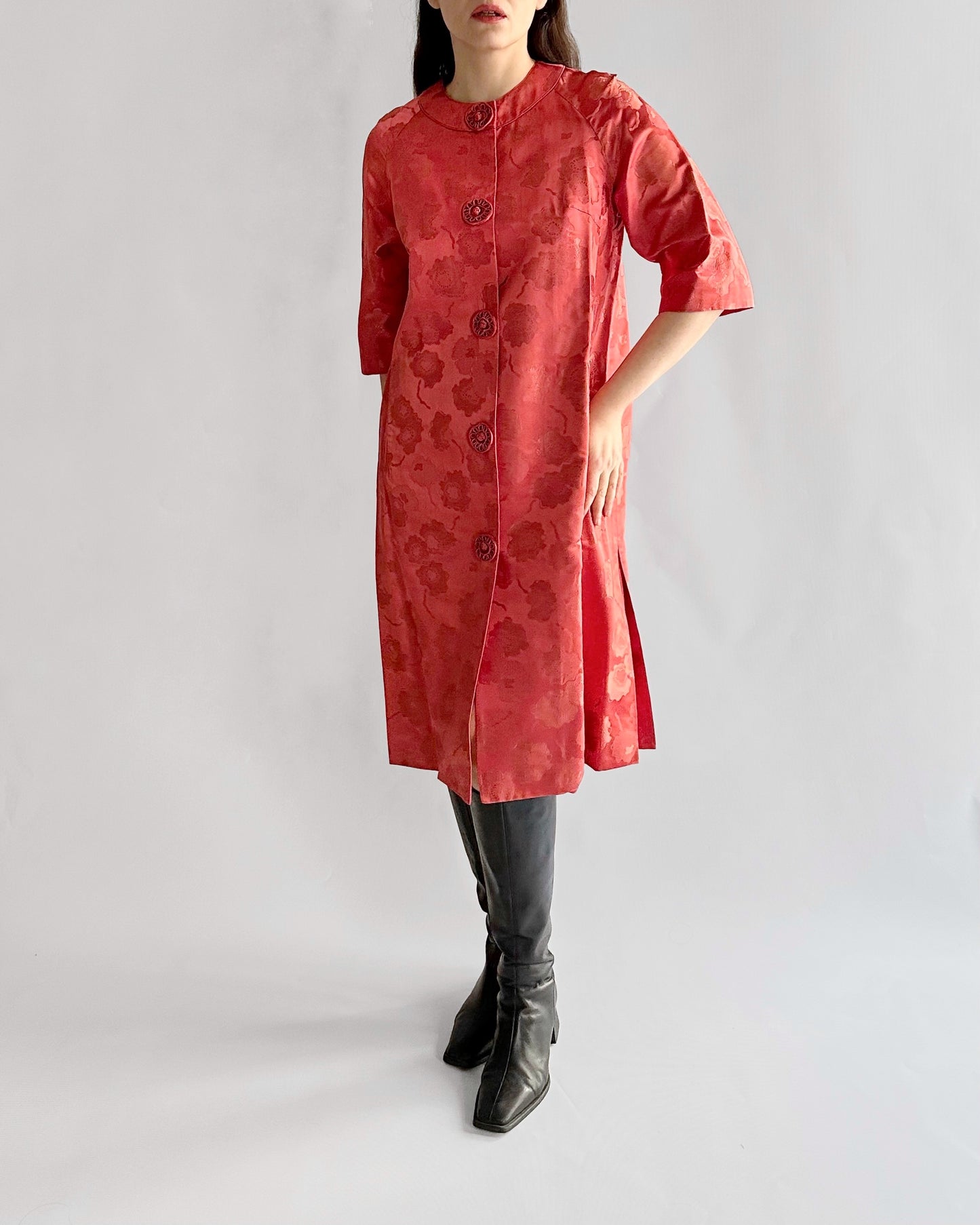 1960s Royal Lynne Silk Brocade Dress Coat