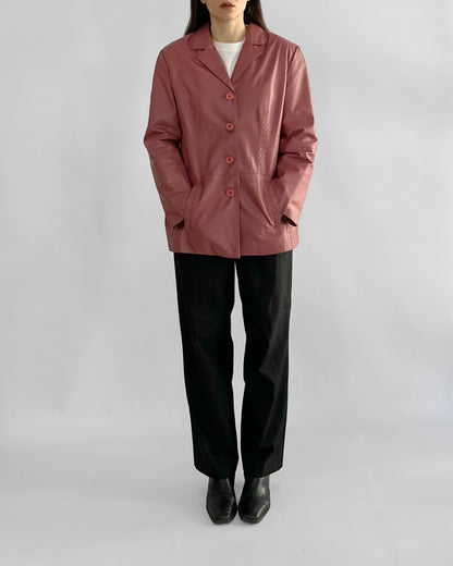 90s Rose-Cherry Leather Jacket