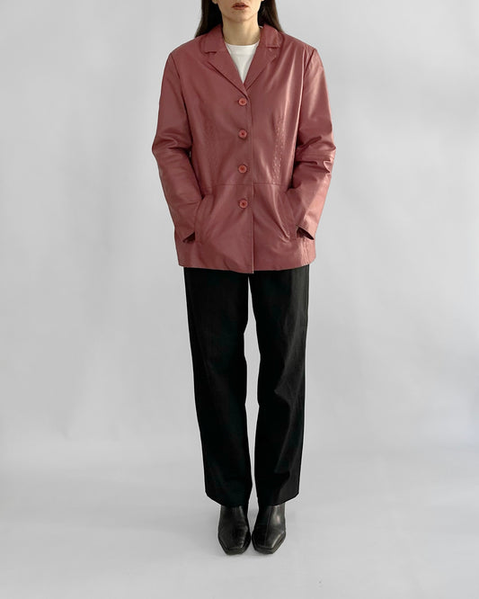 90s Rose-Cherry Leather Jacket