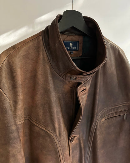 90s Distressed Brown Leather Jacket