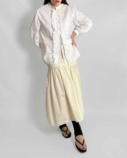 80s White Lace Trim Blouse