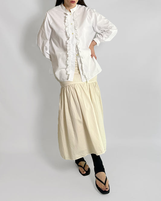 80s White Lace Trim Blouse
