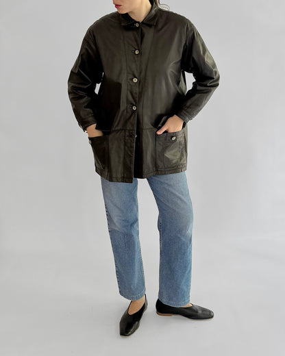 90s Chocolate Brown Leather Jacket