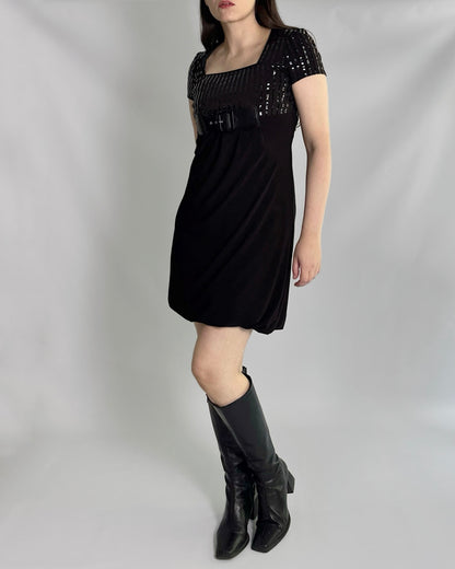 90s Joseph Ribkoff Black Belted Dress