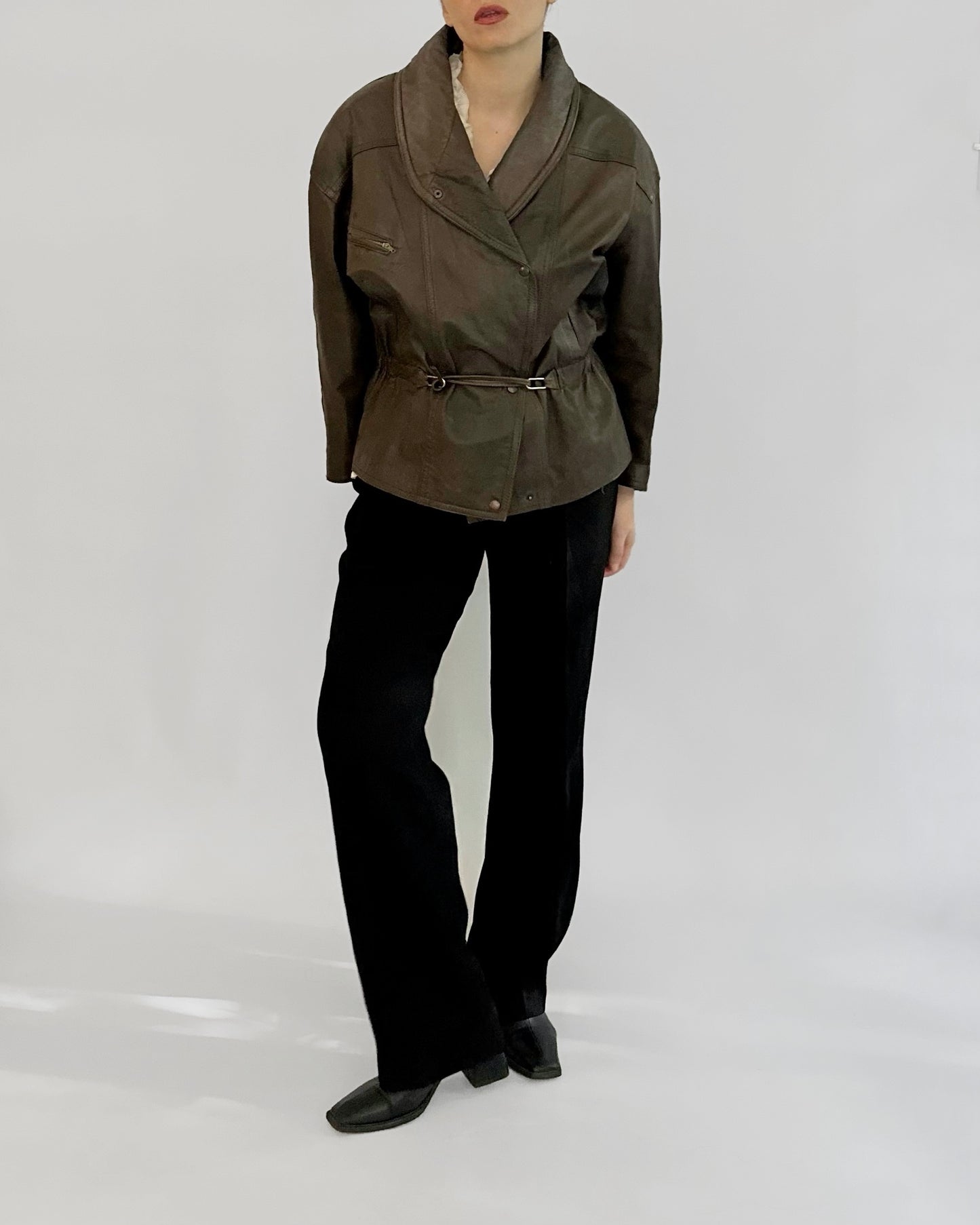 80s Distressed Brown Cowhide Leather Jacket