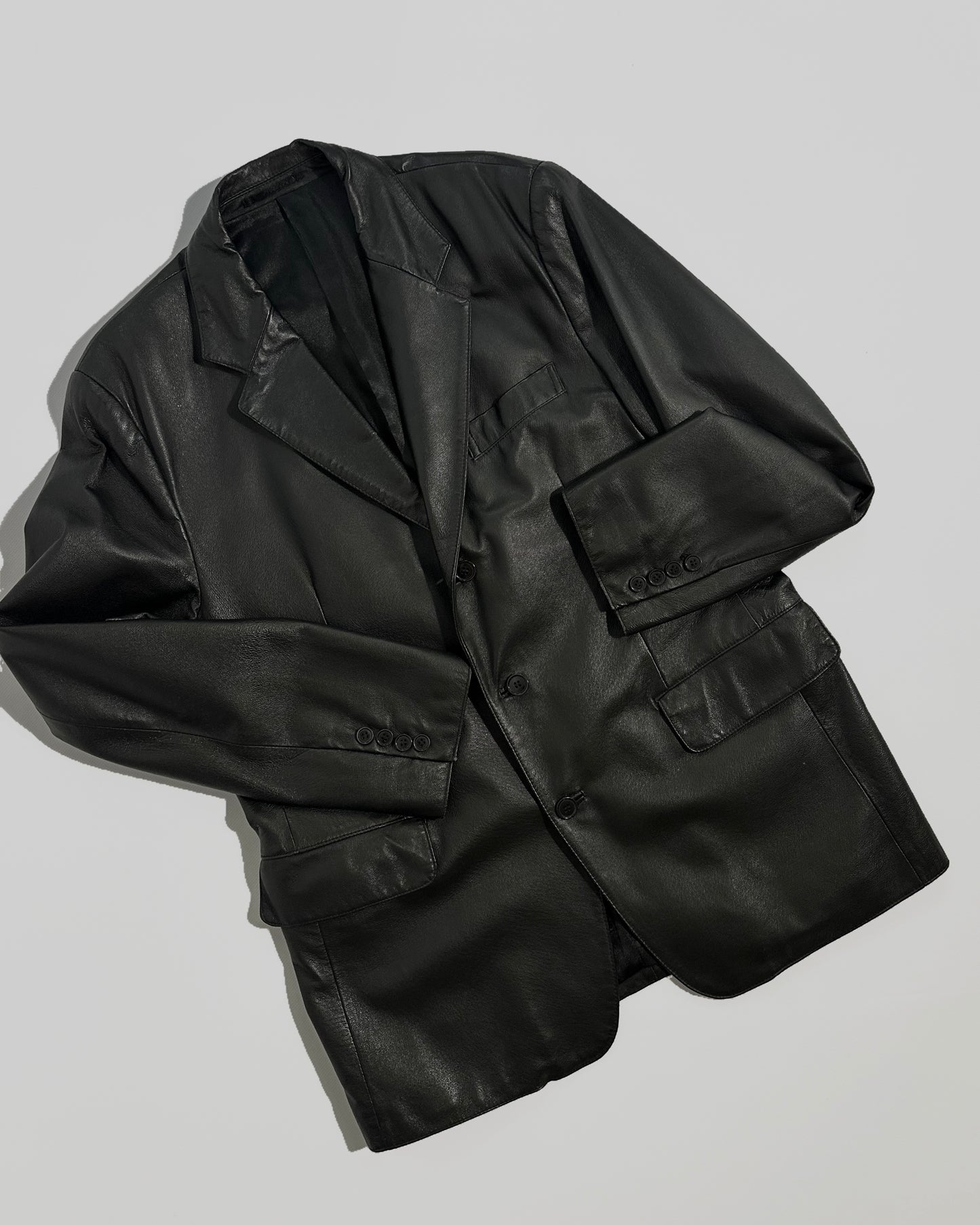 90s Black Leather Blazer