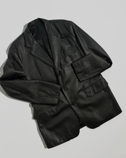 90s Black Leather Blazer
