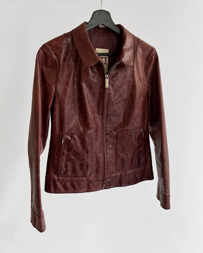 90s Burgundy Goatskin Italian Leather Jacket