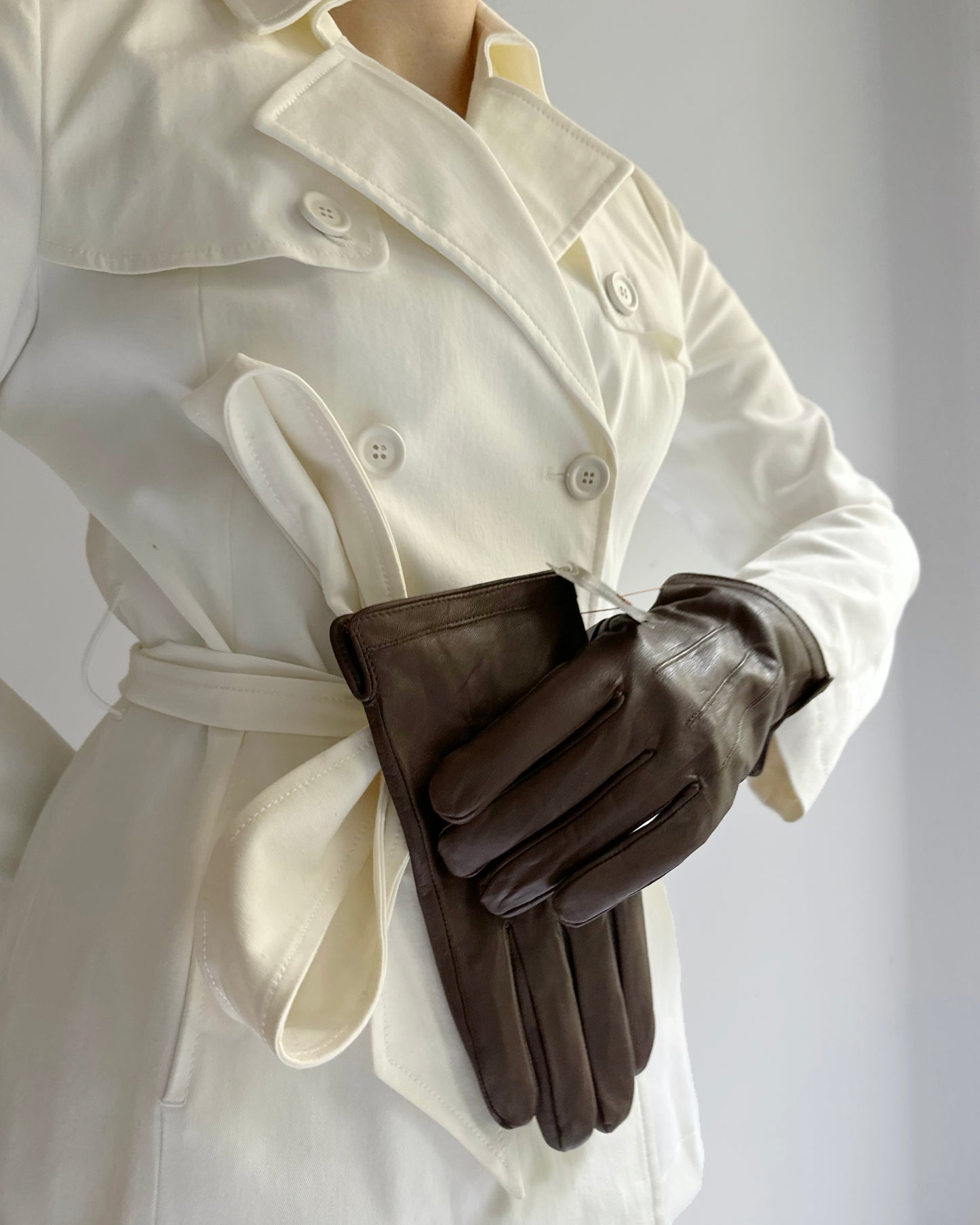 90s Brown Goat Leather Gloves - Size 9 1/2, NOS