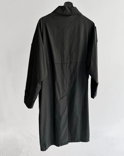 90s Black Cotton Trench Coat